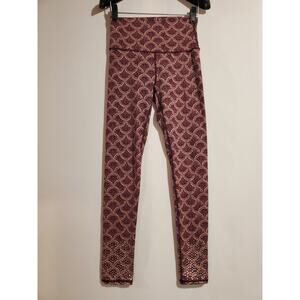 Aerie Chill Play Move Red Boho Print High Rise Leggings Womens Size S Athleisure